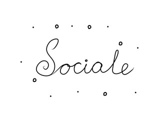 Sociale phrase handwritten with a calligraphy brush. Social in italian. Modern brush calligraphy. Isolated word black