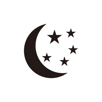 Moon and stars icon vector illustration sign