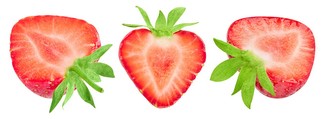 Strawberry Collection. Fresh strawberry fruits. Strawberry isolated on white background. Strawberry clipping Path.