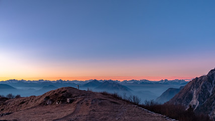 Winter sunset from an alpine peak of Friuli-Venezia Giulia