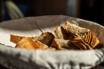 A bread basket on an italian table