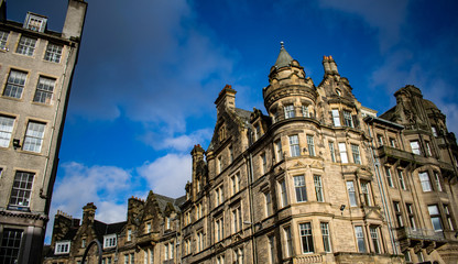 old house in the Edimburgh with blue sky 