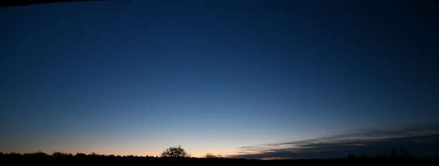 Dawn panoramic impressions in Falkensee near Berlin Spandau on March 1, 2020, Germany