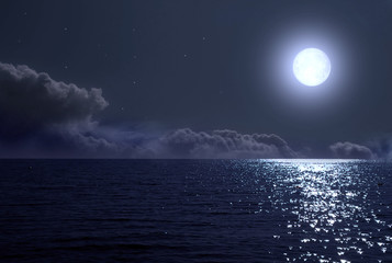 full moon over the sea - 327306545