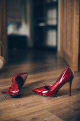 pair of women shoes