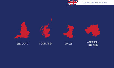 Obraz na płótnie Canvas United Kingdom countries map outline Great Britain shape