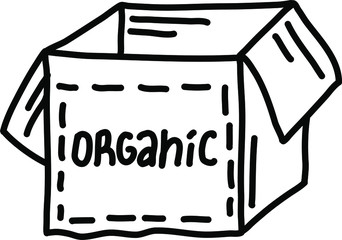 Organic box isolated on a white background. Vector illustration in Doodle style