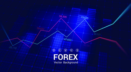 Stock market or forex trading graph and chart for technology fin. Board, information. Vector Illustration