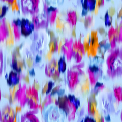 Fototapeta na wymiar Watercolor floral seamless pattern. Large blurred opulent blossom roses. Botanical ornament in trendy style. Floral in bloom. Backdrop for cloth, dress, fabric, textile, texture or wrapping,