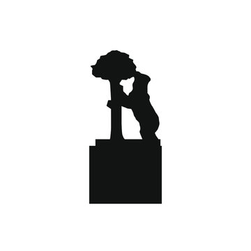 recommend clip art: Madrid city bear and madrono statue on white background