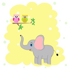 cute elephant illustration nursery decor poster