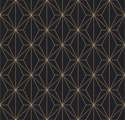 Trendy Art Deco Semless Pattern. Vector geometric golden texture on dark background.