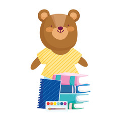 back to school, bear books notepad palette color cartoon