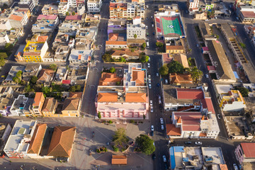 Fototapeta premium Aerial view of Assomada city in Santa Catarina district of Santiago Island in Cape verde