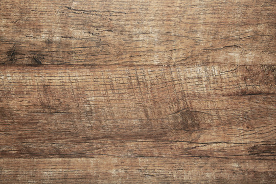 Old wooden background with horizontal boards, top view