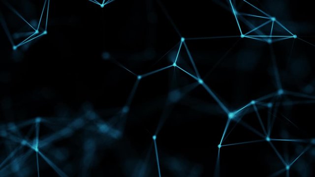 4K 60fps Floating Connected Dots on Black Background