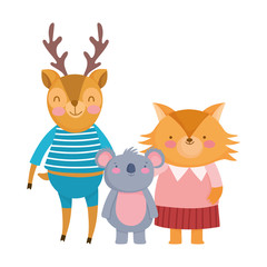 back to school, fox deer koala cartoon animals with clothes