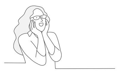 Surprised girl with glasses. Hand drawn vector illustration.