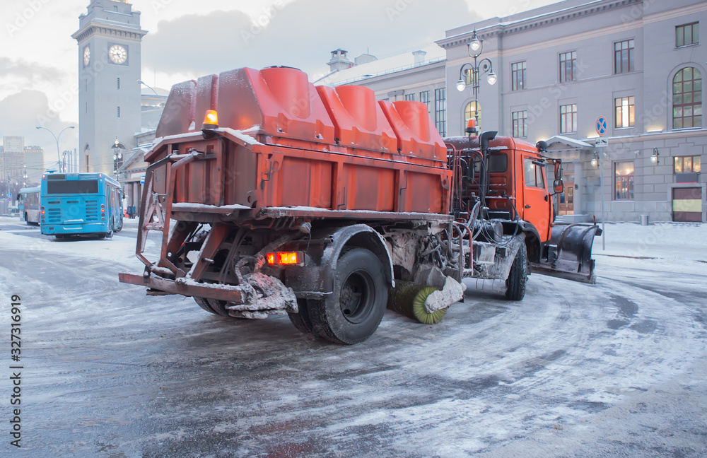 Poster Snowplow removes snow