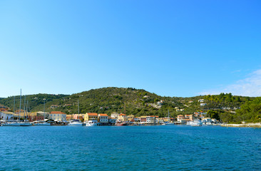 Naklejka na ściany i meble Antipaxos harbour a Greek island in the Ionian sea