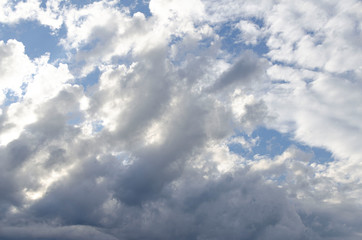 A blue sky with beautiful large fluffy clouds, Europe