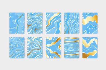 Set of modern abstarct backgrounds with waves. Smooth shapes. Marble imitation.