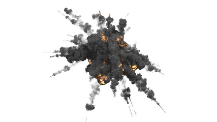 explosion with black smoke - 327318747