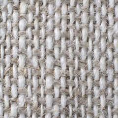 Macro of grey white natural linen textile background. Square. For text or design