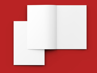 Open magazine with a glued binding. Vertical A4 format. 3d illustration.