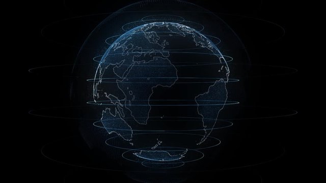 Holographic image of Earth  Globe Seamless Rotation. Clean Looped 3d Animation, Alpha Channel.   Futuristic Business and Technology Concept
