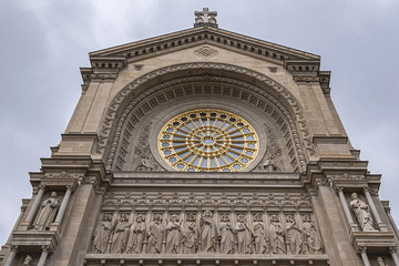 Fototapeta na wymiar Architectural fragments of St. Augustine Church (Eglise Saint-Augustin de Paris, 1868) - Catholic Church located at boulevard Malesherbes in Paris 8th arrondissement. Paris, France, Europe.