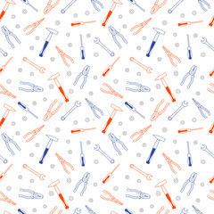 Working tools for repair and construction. Design for construction concept. Vector seamless pattern for construction store, repair tool store, repair center, printing on packaging, fabric, textile