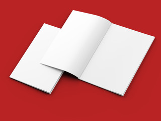 Open magazine with a glued binding. Vertical A4 format. 3d illustration.