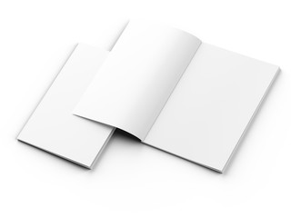 Open magazine with a glued binding. Vertical A4 format. 3d illustration.