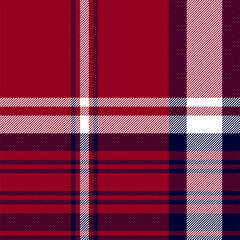 Blue red check plaid texture seamless pattern. Vector background.