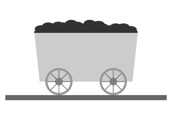 Vagoneta de minería con carbón.