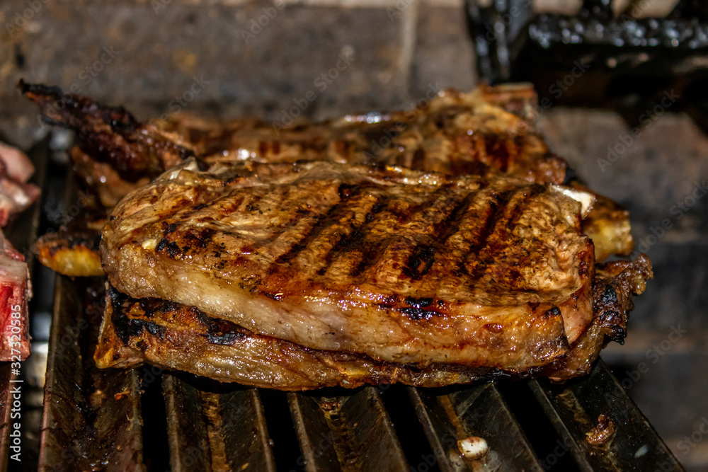 Wall mural Meat on the grill