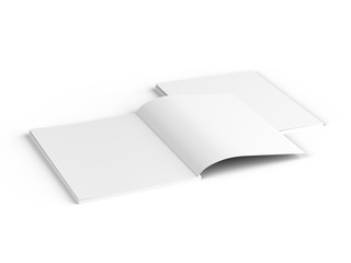 Open magazine with a glued binding. Vertical A4 format. 3d illustration.