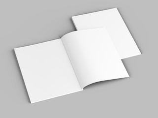 Open magazine with a glued binding. Vertical A4 format. 3d illustration.