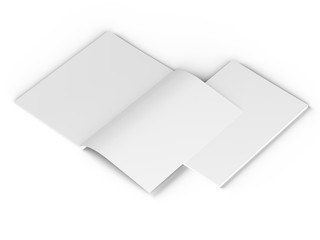Open magazine with a glued binding. Vertical A4 format. 3d illustration.