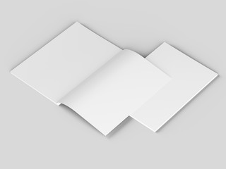 Open magazine with a glued binding. Vertical A4 format. 3d illustration.