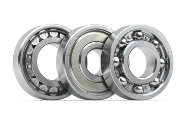 Bearings of different types isolated on white background.