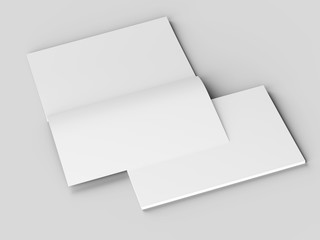 Open magazine with a glued binding. Vertical A4 format. 3d illustration.