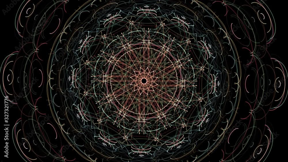 Wall mural slowly evolving abstract spiral pattern on black background