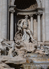 Fototapeta na wymiar Oceanus is the main stone statue of Trevi Fountain 