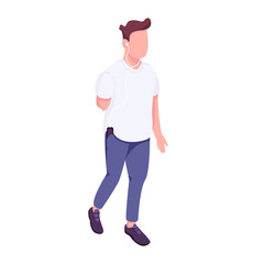 Man with missing limb walking flat color vector faceless character. Guy with amputated arm. Person with disability active lifestyle isolated cartoon illustration for web graphic design and animation