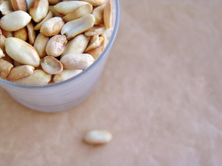 peanuts peeled in a glass
