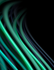 Naklejka premium Silk smooth lines on black, liquid fluid color waves. Vector Illustration