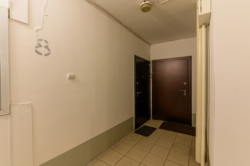 Russia, Moscow- November 04, 2019: interior room apartment public place, porch. doors, walls, corridors