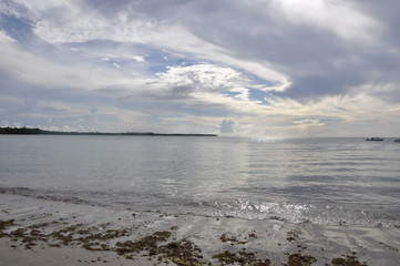 swirling clouds over the sea